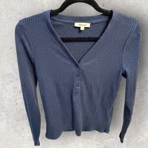 Madewell Blue V-Neck Sweater